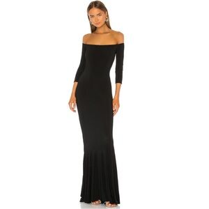Norma Kamali black off shoulder fishtail gown